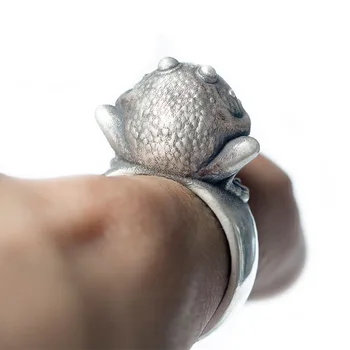 925 Silver Autor pôvodného ropucha žaba úst pár krúžok unikátne tvorivé výtvarné plavidlá kúzlo značky šperky