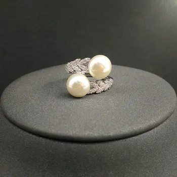 Cheny s925 mincový striebro krúžok petal pearl otvoriť krúžok ženské módne trendy osobnosti svetlo luxusné bulharské šperky štýl