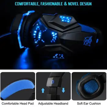 Herný Headset Slúchadlá Drôtové Hráč Slúchadlá Stereo Slúchadlá s Mikrofónom LED svetlo pre Počítač PC Gamer