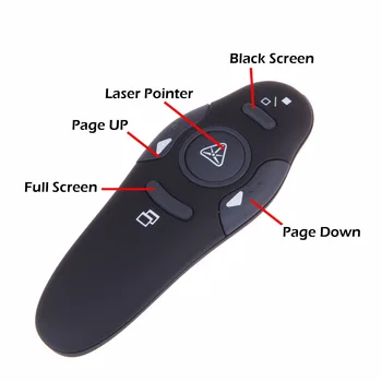 Powstro 2.4 Ghz Wireless Presenter s Červeným Laserovým Ukazovatele Pero USB RF Diaľkové Ovládanie Stránku na Sústruženie, PPT Prezentácie programu Powerpoint