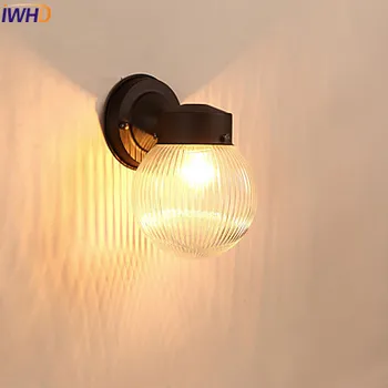 IWHD American Vintage Nástenné Svietidlo Sklom Odtieň LED, Schodisko, Svetlá Wandlamp Stenu Sconce Apliques Porovnanie Retro Nástenné Svietidlá