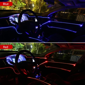 Auto interiérové doplnky atmosféru lampa EL studené svetlo riadok LED Okolitého Svetla Na Audi A3 A4 A5 A6 A7 A8 B6 B7 B8 Q3 Q5 Q7 S3 S4