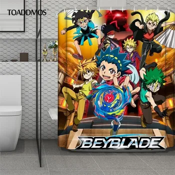 TOADDMOS Anime 3D Beyblade Praskla Vývoj Kúpeľňa Závesy pre Deti Chlapcov Visí Tkaniny Polyester Vody/Plesniam dôkaz Záclony