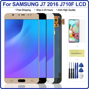 Testované Na Samsung Galaxy J7 2016 J710FN J710F J710M J710 LCD Displej Dotykový Displej Digitalizátorom. Jas Nastaviteľný Montáž