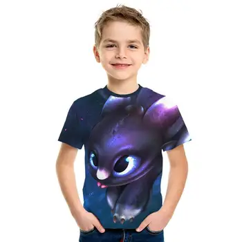 футболкаnew skrotenie dragon animácie chlapci a dievčatá t-shirt 3d vytlačené lete cartoon detí T-košele, topy s krátkymi rukávmi