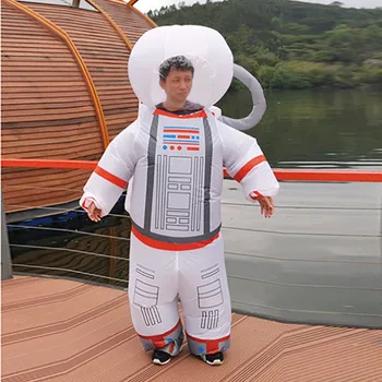 NOVÉ Nafukovacie Biela Spaceman Kostýmy Halloween Vianoce Cosplay Kostým maskota Spacesuit Astronaut Party Šaty pre Dospelé Dieťa