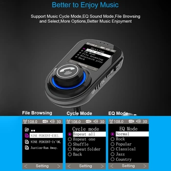 Bluetooth 5.0 Auto FM MP3 Prehrávač handsfree Rádio Adaptér USB Nabíjačka 1XCB