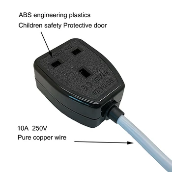 UK Plug Power Strip Adaptér Jeden Výstup s 2/3/5M Predlžovací Kábel Elektrický Kábel Vnútorné Zásuvky pre Vonkajšie Pracovné 10A 250V