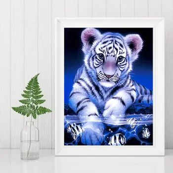 AZQSD Diamond Maľovanie Tiger Zvierat Ručné Diamond Výšivky Mozaiky 5d Diy Domova Darček Vyšívanie, Cross Stitch Súpravy