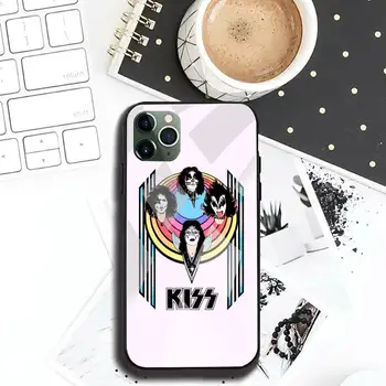 Amerika Kiss Rocková Kapela Telefón Prípade Tvrdeného Skla Pre iPhone 12 pro max mini 11 Pro XR XS MAX 8 X 7 6 6 Plus SE 2020 prípade