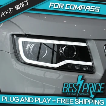 AKD Autá Styling Svetlometu Pre Jeep Compass 2012-Svetlomety LED svietenie Bi-Xenon, Lúč, Hmlové svetlá angel eyes Auto