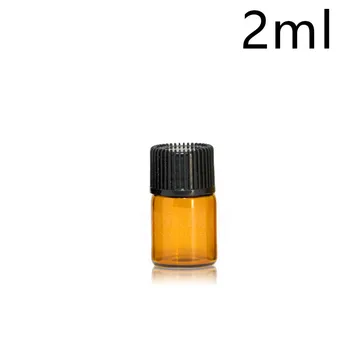 1 ml 2ml 3ml 5ml Mini Amber Sklo Esenciálny Olej, Fľaša S Čiernym Spp Hnedá Sklenená Fľaša Skúšobných Fľašiach 100ks