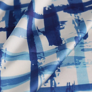 Geometrické línie digitálne maľované hodvábne prírodné satén stretch tkaniny pre tričko tissus au meter tecidos metra lacných čínskych urob si sám