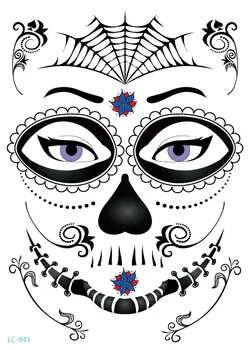 Halloween Tetovanie Nálepky Make-up Loptu Dekorácie Maska Smrti Zábavné Jednorazové Tetovanie Nálepky Nepremokavé a Ľahko Sa Čistí