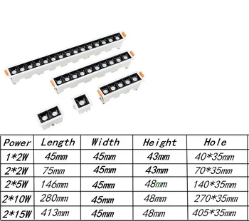 Stmievateľné LED Downlight Spot Light line svetlo bar tvorivé lineárne dlhé pásy CRI>85 obývacia izba chodba svetlo Zapustené Svetlo