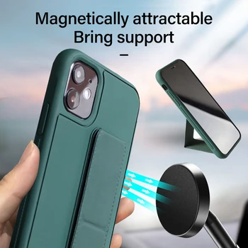 Luxusné Silikónové Auto Magnetický Držiak Telefónu puzdro Pre iPhone 11 Pro XS Max XR X 8 7 Plus Ultra-tenké Kožené Násobne Stojan, Kryt