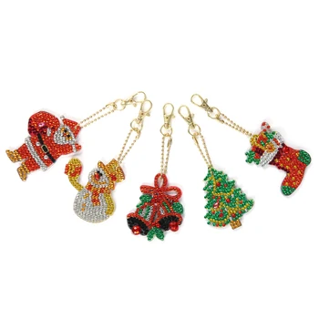 5 ks/set HOBBY Full Špeciálne Tvarované Diamond Maľovanie keychain Vianočné Cartoon Keyring Cross Stitch Výšivky Ženy Taška Kľúč Reťazca