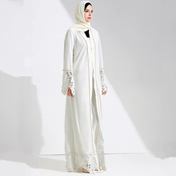 Dubaj Arabských Abaya Moslimských Hidžáb Oblečenie Žien čipky Kimono Krajky-up Kaftan Abayas Islamské Oblečenie Kaftane Musulman Marocain Dlhý Župan