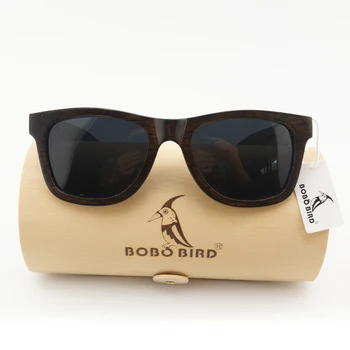 BOBO BIRD Prírody Eben Drevené slnečné Okuliare Unisex Polarizované Slnečné Okuliare Muž Eyewears oculos de sol feminino Módny Doplnok