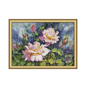 Radosť nedeľu Vytlačené Cross Stitch Kvety Vyšívanie, Výšivky Auta Vintage Rose Kvety Krásne DMC 11CT 14CT DIY Domova