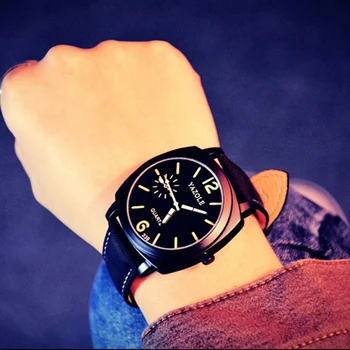 Módne Hodinky Mužov 2020 YAZOLE Top Značky Vojenské Svetelný pánske Náramkové hodinky Kožené Watchband Muž Hodiny Hot Relogio Masculino