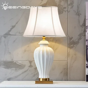 40x70cm Európskej Moderné a Jednoduché Biele Keramické Stolové Lampy, Spálňa, Obývacia Izba, Nočné Lampy, Domáce Dekorácie
