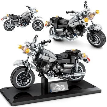 Mesto Tvorca Street Racing, Off-road Motocykle Model Stavebné Bloky DIY Montáž Technických Motocykel Tehly Hračky Pre Deti,