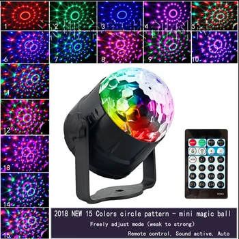 15 Farba Malé Magic Ball Led Fáze Svetlo Disco Disco Crystal Magic Ball Farebné Svetlá Laserové Svetlo 2019 partito prestazioni