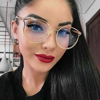 2019 Sexy Mačka okuliare rám Ženy Módnej Značky Pol Kov Lady Okuliare Rámu klasická Optická Jasné, dámske Okuliare zlato
