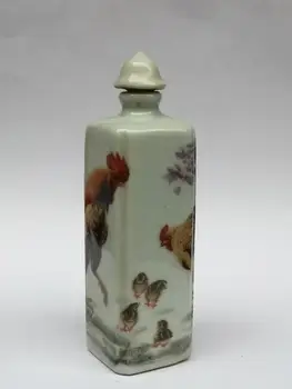 YIZHU CULTUER UMELECKÉ Zbierky Starej Čínskej Famille rose Porcelánu Maľovanie Kohút Rodiny šnupavý tabak Fľašu, Dekorácie, Darčeky