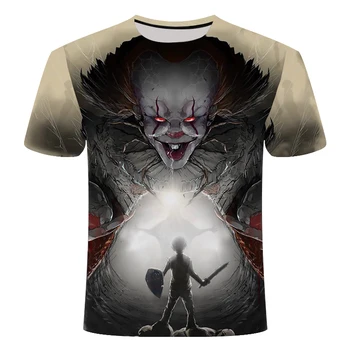 2020 nové 3D vytlačené T-shirt pánske wild tvár príležitostné O tvaru mužského T-shirt klaun krátke rukáv tričko pánske T-shirt horor film klaun