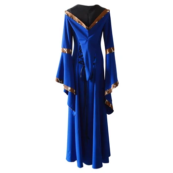 Nové Kapucňou Stredoveké šaty, kostým ženy Maxi šaty Renesancie Kráľovná Cosplay Dlhé Šaty Žien Fancy Retro Oblečenie Halloween 5XL