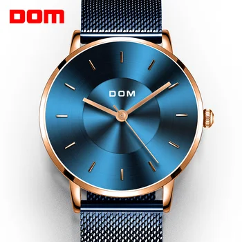 Sledujte muži DOM Top Značky Luxusné Quartz hodinky Bežné quartz-hodinky oceľové Pletivo popruh hodiny muž Relog M-1289GK-2M