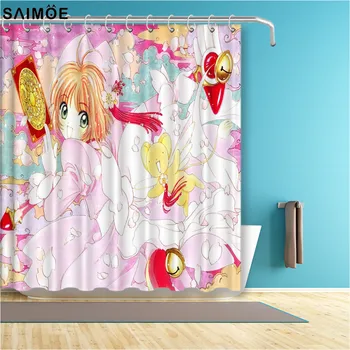 Móda Cardcaptor Sakura Série Kúpeľňa Opony 3D Anime Dievča Nepremokavé Sprchový Záves Polyester Textílie Deti Vaňa Opony Nastaviť
