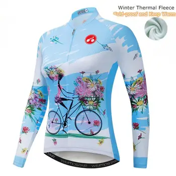 Zimné Thermal Fleece Ženy Dlhý Rukáv Cyklistika Dres Oblečenie Bicykli, Vonkajší Horskej Ceste, Jednotné Bicykli Triatlon Ružová