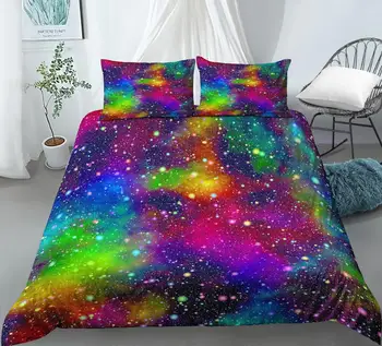 3D Farebné Galaxy Perinu Nastaviť Multicolor Vesmíru posteľná bielizeň Vesmíru Hmlovina Nočné Hviezdne Nebo Deka Kryt Rainbow Dieťa Posteľ