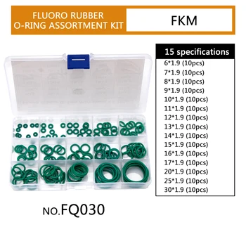 FKM Tesniace O-krúžky Fluóru Gumy OD 6 mm-35 mm Tesnenie Náhrada Súpravy CS1mm 1,5 mm, 1.9 mm 2.4 mm 3.1 mm 15 Veľkostí 150PCS/set FQ030