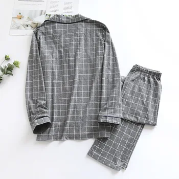 Japonský štýl mužov na jar a na jeseň pyžamo dlhé rukávy nohavice bavlna plus veľkosť jeseň a v zime pletené domáce oblečenie