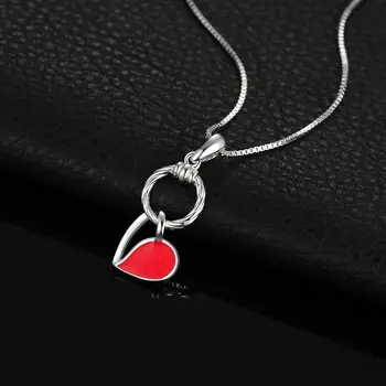 JewelryPalace 925 Sterling Silver Červená Smalt Duté Srdce Visieť Kruhu Prívesok Nemusia Zahŕňať Reťaz