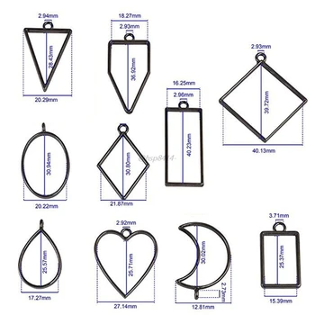 50Pcs Najrôznejších Geometrických Duté Rám Tácky Otvorte Panel Prívesok Živice Formy DIY Stlačené Kvet Rám Šperky Zistenia Príslušenstvo