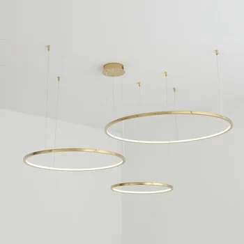 TRAZOS Moderné led Zlato nezávislá svetlá kruhu osvetlenie pre Interiér, dizajn, inžinierska osvetlenie Line zavesiť LED krúžok nezávislá lampa