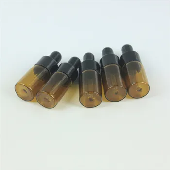 30pcs/veľa 3ml Amber Prázdne Sklenené Fľaše Aromaterapia Esenciálny Olej Fľašiach Kvapkadla Fľaša S Čiernym Spp