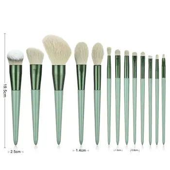 13Pcs Profesionálny make-up Sada štetcov Sezónny Zelené Mlieko Čaj Farba Dreva Rukoväť Obočia, očných liniek Blending Brush Make Up Nástroje