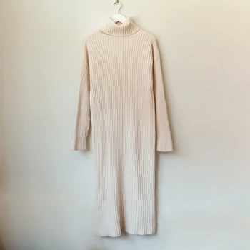 Werynica zimné šaty pre ženy móda plus veľkosť cashmere dlhé šaty, pletené turtleneck šaty voľné kórejský štýl vestido mujer