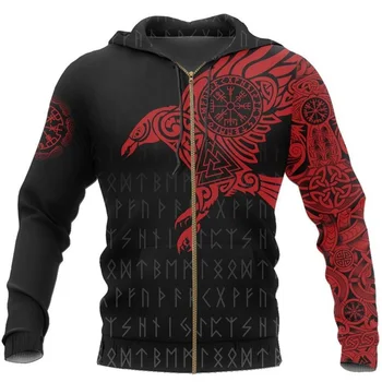 Viking The Raven Tetovanie 3D Vytlačené Hoodies Retro Móda bunda s Kapucňou ženy muži Hoody Bežné streetwear hoodie drop shipping