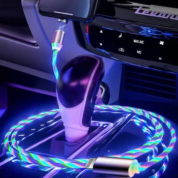 Auto LED Svietiť, Tečie Magnetické Kábla USB Telefón Nabíjanie Pre Ford Fiesta Zamerať 2 1 Mondeo 4 3 Tranzit Fusion Kuga Mustang KA S-max