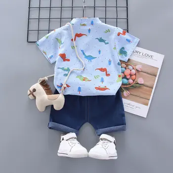 2020 lete nové baby boy cartoon dinosaura krátke rukáv tričko vyhovovali chlapec dieťa málo pán Klope detské oblečenie sady