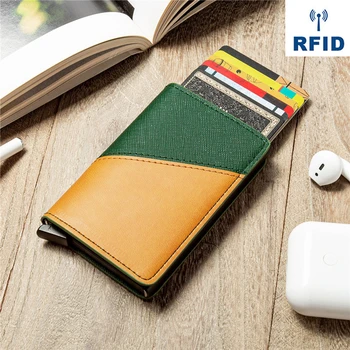 Nové RFID Šitie Vzoru Blokovanie Kreditnej Karty Držiteľ Peňaženky Mužov Značky Trifold Kožené Slim Peňaženky Malé Peniaze Taška Muž Peňaženky