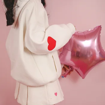 Harajuku Japonských Žien S Kapucňou Mikiny Sladké Ružové Láska Plus Velvet S Kapucňou Jeseň Roztomilý Dievča Študent Žena S Kapucňou Mikiny