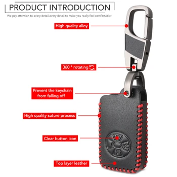 3 Tlačidlá Auto Smart Key Kryt puzdro Pre Toyota RAV4 RAV 4 Yaris Reiz Camry Auris Vitz Kľúče Keychain Kožené puzdro s Krúžok na kľúče